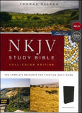 NKJV - STUDY FULL COLOUR BLACK LS IND