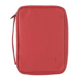 BIBLE CASE - RED VINYL W/CROSS LG